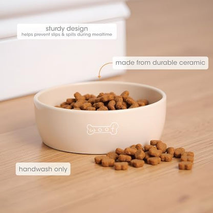 Pearhead Ceramic Dog Bowl - Neutral Taupe Woof Design, 20 oz
