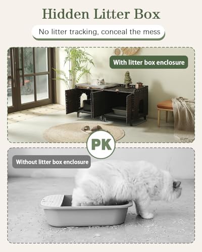 SETVSON Cat Litter Box Enclosure for 2 Cats, Hidden Litter Box, Brown