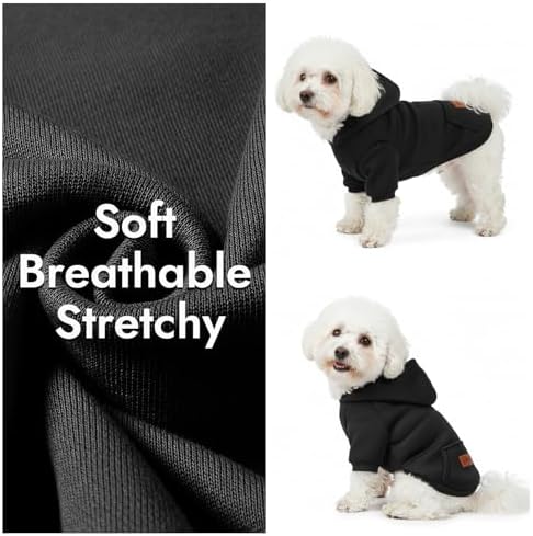 2 Pack Dog Hoodie Warm Hood Dog Sweater Cold Weather Small Dogs Sweatshirt Comfort Pet Clothes for Small Medium Dogs with Pockets Cats Chihuahua Clothes for Male Female Girl Boy Sporty Daily Wear