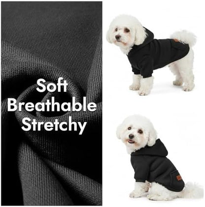 2 Pack Dog Hoodie Warm Hood Dog Sweater Cold Weather Small Dogs Sweatshirt Comfort Pet Clothes for Small Medium Dogs with Pockets Cats Chihuahua Clothes for Male Female Girl Boy Sporty Daily Wear