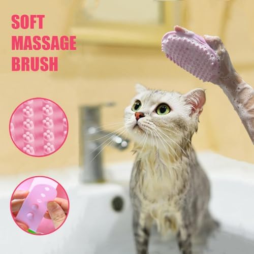 Cat Brush for Grooming Pink Towel