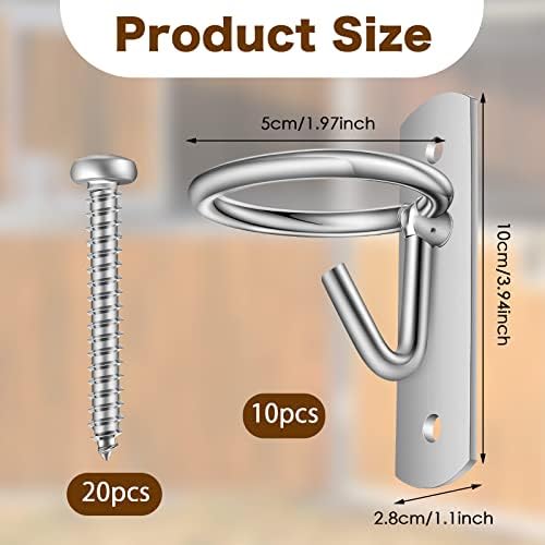Dunzy 10 Pcs Bucket Hooks for Horses Bucket Hangers Holder Metal, Silver