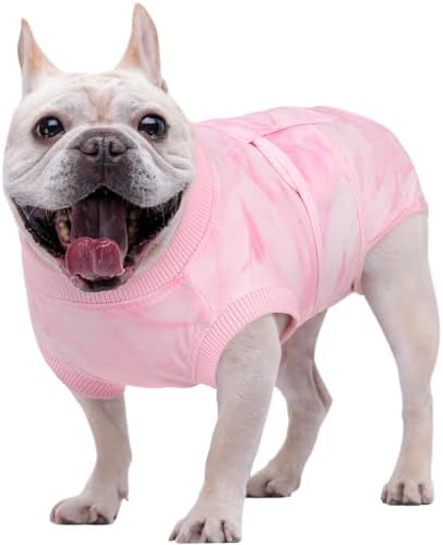 Kuoser Dog Surgery Recovery Suit, Anti Licking Surgical Suit for Dogs Male Neuter, Soft Dog Surgery Suit Female Spay Subsititute E-Collar Cone, Doggie Body Suits After Surgery Pink Tie Dye XS