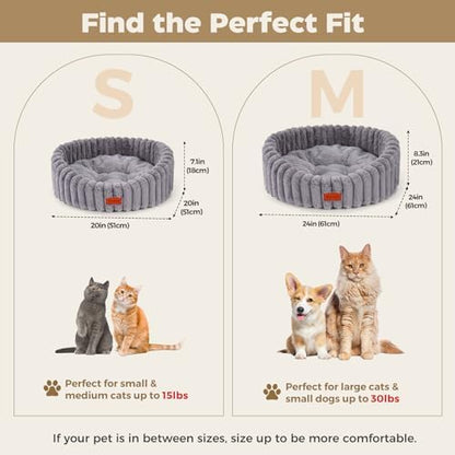 Avont Cat Bed for Indoor Cats, Fluffy Washable with Raised Rim