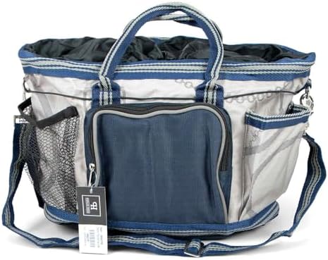 Jeffers Poplar Head Grooming Bag – Horse Grooming Organizer Tote with Pockets for Brushes, Tools, Clippers, Shampoo, Detangler – Stable Barn Kit Carrier for Horses, Pets, Latte Snaffles & Irons