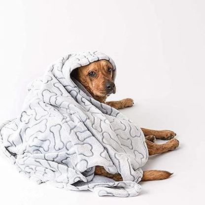 Bone Dry Embossed Bone Print Pet Blanket, 36x48", Gray