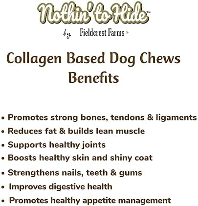 Fieldcrest Farms Nothin to Hide Flip Chips Dog Chews - Natural Rawhide Alternative Treats for Dogs, Collagen Based Snack for Moderate Chewers Up to 35lbs, Peanut Butter Flavor -1 Pack (8 Chips)