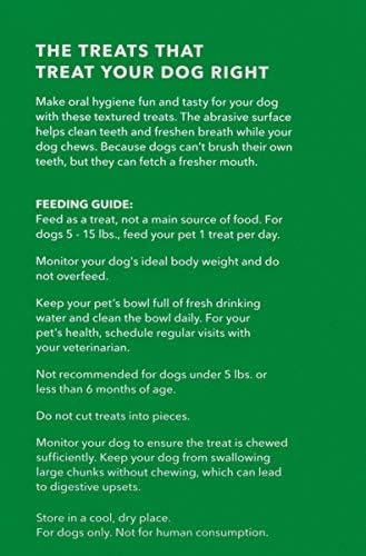 Amazon Basics Dental Dog Treats to Help Clean Teeth & Freshen Breath - Tiny (5-15 lbs), Unflavored (Previously Wag) (Pack of 2)