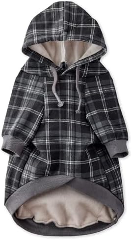 Pet Passion Rocky II Dog Hoodie, Black Sand Plaid, X-Small