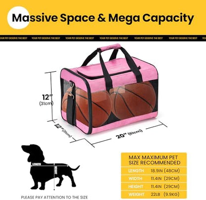 Conlun Dog Carrier Soft Sided, Large Cat Carrier up to 20 Lbs,Pink L