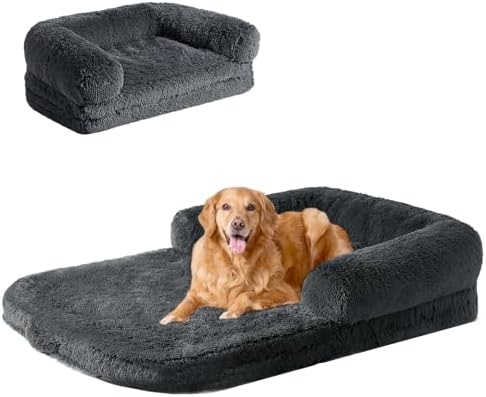 EHEYCIGA Foldable XXL Dog Bed for Large Sized Dog - 54x38x7.5, Dark Grey