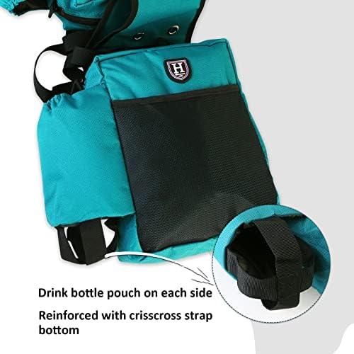 Harrison Howard Equestrian Western Saddle Bag Nylon Water Bottle/Gear Carrier Convenient Saddle Bag Dark Teal