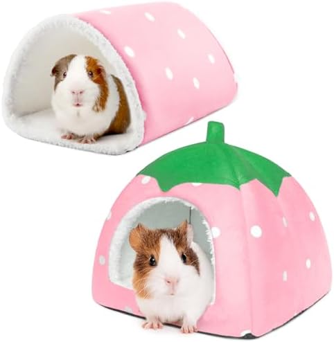 Guinea Pig Hideout with Tunnel, Washable Fleece House Bed