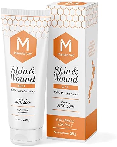 Manuka Vet Skin & Wound Gel, 500+ MGO Medical Grade Manuka Honey, Rapid Healing & Skin Repair Treatment for Dogs, Horses and Cats, 0.71oz (20g) Tube