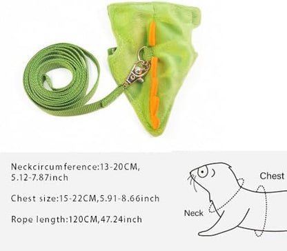 Small Animal Harness and Leash Set, Adjustable Escape Proof Ferret Harness Vest for Adult Ferret, Meerkat, King Squirrel & Fancy Rat, Soft Comfortable Pet Walking Harness with Leash