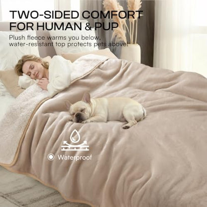 Luciphia Waterproof Blanket for Large Dog, Reversible Sherpa Couch Cover
