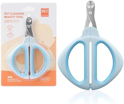 Cat Nail Clipper, Cat Nail Trimmer with Positioning Round Hole, Sharp Non-Slip Handle Cat Claw Clipper, Safe Indoor Cat Nail Clipper, Pet Nail Clipper for Cats, Puppies and More Animals - Blue
