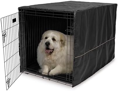 MidWest Homes for Pets XL Dog Crate Cover, Black Polyester Privacy Kennel Cover Fits Most 48-inch Crates, Machine Washable, Reduces Barking & Chewing