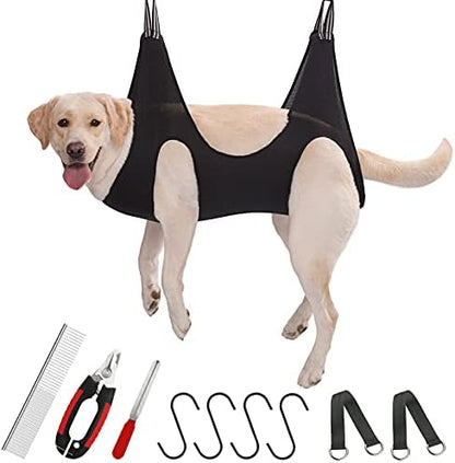 Guzekier Pet Dog Grooming Hammock Harness for Cats & Dogs, Dog Sling for Grooming, Dog Hammock Restraint Bag with Nail Clippers/Trimmer, Nail File, Pet Comb,Ear/Eye Care
