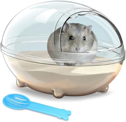 lazYYzal Hamster Bathroom,Hamster Bathtub Box,dust Bath for Hamster,Hamster Sand Bath Container,Hamster Bath,Hamster Bathing Bowl,Transparent Hamster Bathtub Toilet for Hamster Accessories (L)