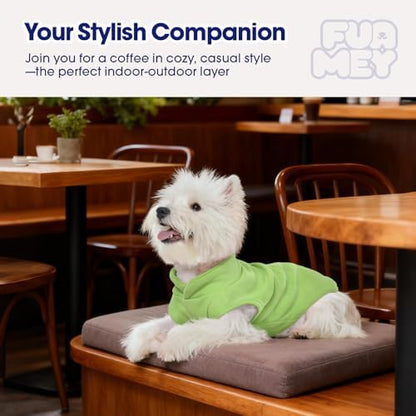 FUAMEY Dog Fleece Vest for Medium Dogs,Warm Stretchy Dog Sweatshirts Pullover with Leash Hole Dogs Sweater Soft Pet Turtleneck Cozy Pet Vest Lightweight Sleeveless Green M
