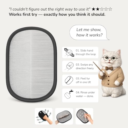Pet Hair Remover — Upgraded 2 Sided Fur Remover Tool with Easy Grip, Reusable Electrostatic Pet Hair Remover Glove, Effortless Cleaning for Couch, Carpet, Car Seat & Furniture