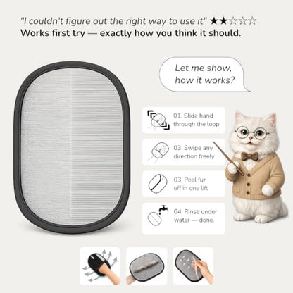 Pet Hair Remover — Upgraded 2 Sided Fur Remover Tool with Easy Grip, Reusable Electrostatic Pet Hair Remover Glove, Effortless Cleaning for Couch, Carpet, Car Seat & Furniture
