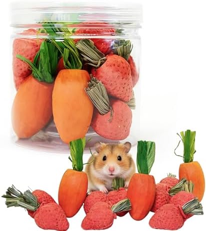 Hamiledyi Hamster Chew Toys Rabbit Chew Toys for Teeth Guinea Pig Treats Enrichment Habitat Decor for Bunny Chinchilla Gerbil Rat (13 Pcs)