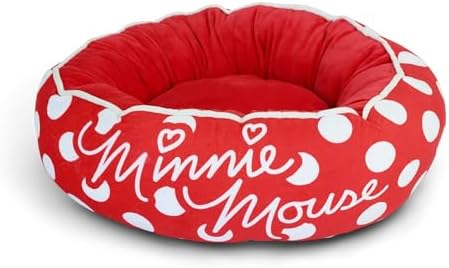 Disney Dog Bed, Minnie Mouse Script and Polka Dot Red, Donut