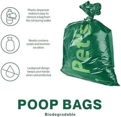 Generic Dog Poop Bags Rolls: Biodegradable with Lavender Scent, 270 Count, Includes Dispenser, Leak-Proof, for Small and Large Dogs, Forest green