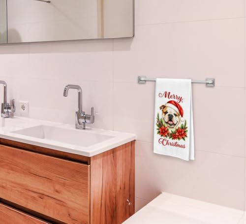 Christmas English Bulldog Kitchen Dish Towels Dishcloth 16x24 Inch