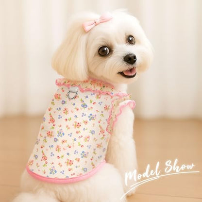2 Pack Floral Dog & Cat Dress with Tutu Skirt - Breathable Stretch Pet Clothes for Small Dogs Girl Cats & Puppies Birthday Party Outfit (2pack,Pink&Blue,XX-Large)