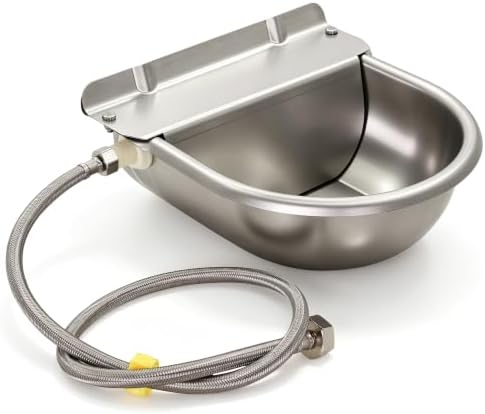 Automatic Horse Drinking Waterer Bowl,Upgrade Stainless Steel Farm Livestock Water Dispenser with Drain Hole and Float Valve for Horse,Dog, Chicken,Goat,Pig (B)