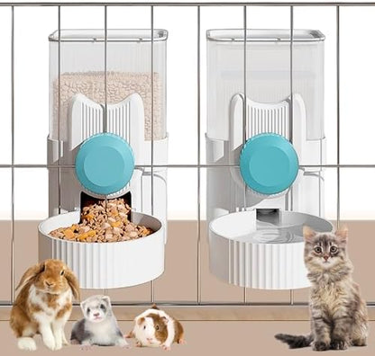 kathson Rabbit Feeder for Cage,Bunny Water Bottle,Pet Food Dispenser,Blue