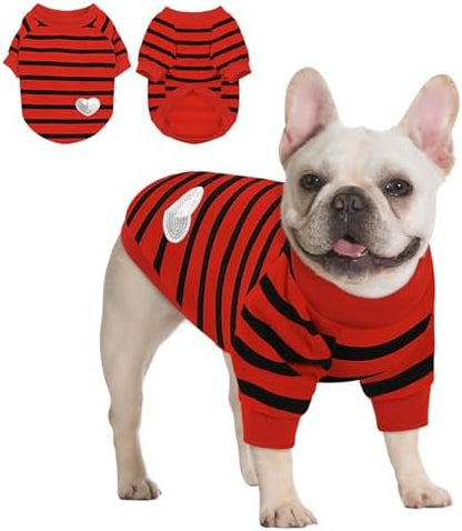 Queenmore Small Dog Shirt,Soft Breathable Dog Shirt for Dogs Cats Boy Girl,Pet Clothes for All Season,Breathable Lightweight Pet Tshirt for Frenchie, Dachshund, Yorkie