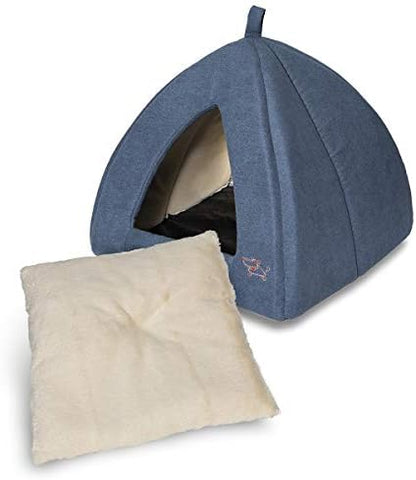 Best Pet Supplies Cat Bed for Indoor Cat, Domed Tent House with Removable Pillow, Covered Cat Cave for Small Dog, Puppies and All Breeds of Cats - Navy, 16 x 16 x H:14"
