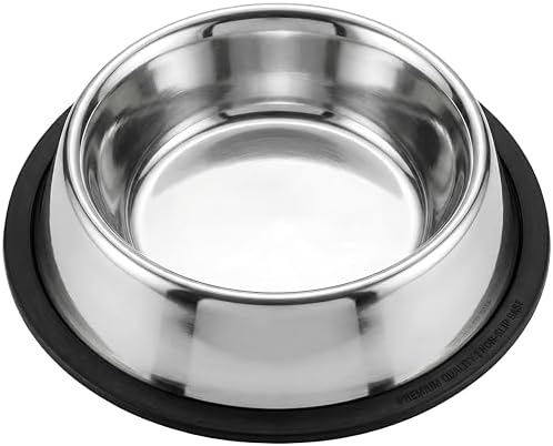 Loving Pets Stainless Steel Non-Tip Dog Bowl – Heavy Duty No Spill Dog Bowl with Removable Rubber Base – Durable, Non-Skid Stainless Steel Dog Food Bowl & Dog Water