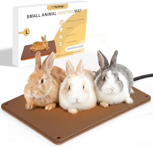Small Animal Heating Pad, Small Animal Bed, Large Outdoor/Indoor Winter Thermal Heating Pad for Rabbits, Guinea Pigs & Chickens, Waterproof & Chew-Resistant, 30W Energy-Efficient (L:15.7" x 11")
