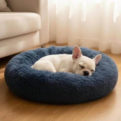 Comfort Donut Dog Bed for Small Dogs, Cat Bed & Pet Bed for Indoor Use, Medium Size with Soft Plush, Round Dog Beds for Large Dogs and Cats (Gray, 36''Lx36''Wx8''Th)