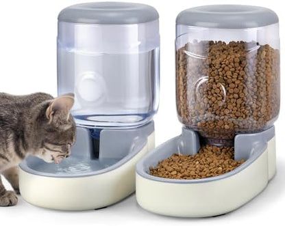 2 Pack Automatic Cat Feeder and Water Dispenser Pet Dog Gravity Feed Bowl