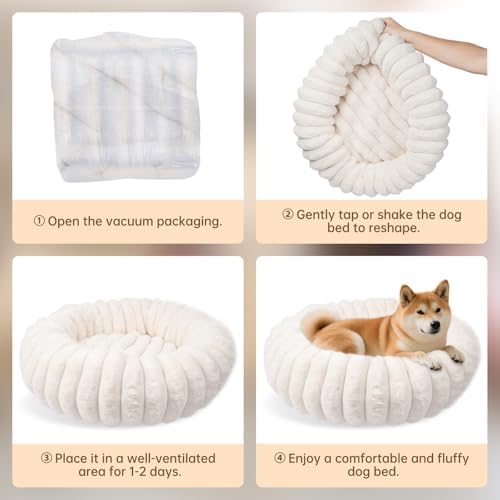 Donut Small Medium Dog Bed Washable Kitty & Puppy Bed,23in White