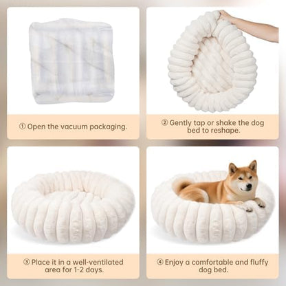 Donut Small Medium Dog Bed Washable Kitty & Puppy Bed,23in White