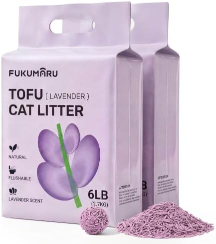 FUKUMARU Tofu Cat Litter, Lavender Scented, Clumping, Odor Control, 12 lb