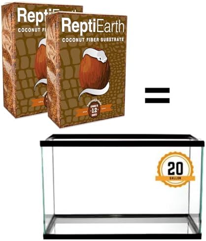 ReptiEarth Reptile Bedding, Fluffy Coconut Fiber Substrate 12 Quart Organic Coco Ready to Use for Bioactive Snake Terrarium, Lizard Tanks with Plants, for Frog, Tarantula or Hermit Crab Habitat (2 Pk)