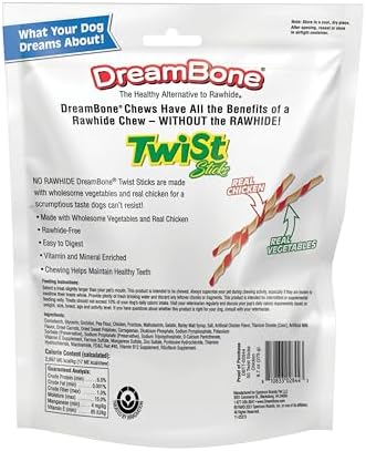 DreamBone Twist Sticks Rawhide-Free Dog Treat, Real Protein, 50 Ct (3 Pack)