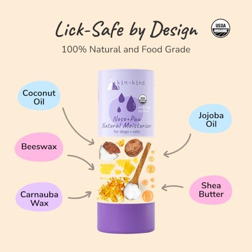 kin+kind USDA Organic Nose+Paw Balm Stick, Dogs & Cats, Lick Safe, 1.76 oz