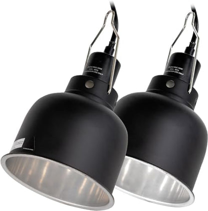 WACOOL TERRA Reptile Light Fixture 2 Pack, 5.5 in Deep Dome Reptile Heat Lamp Fixture, Optical Reflection Terrarium Light Fixture for Reptile UVB UVA Heat Basking Bulbs