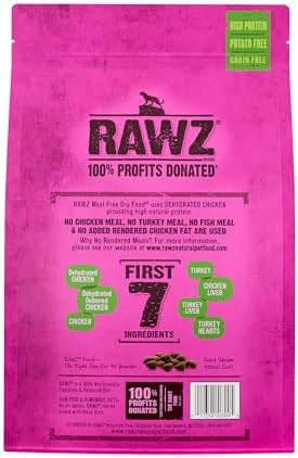 Rawz Dehydrated Chicken, Turkey & Chicken Recipe Natural Meal Free Dry Cat Food (7.8 Pound, Chicken & Turkey)