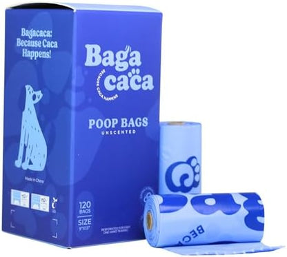 Eco-Friendly Dog Poop Bags – 120 Unscented Cornstarch Bags (8 Rolls, 9x13), Leak-Proof – Earth-Safe Pet Waste Bags