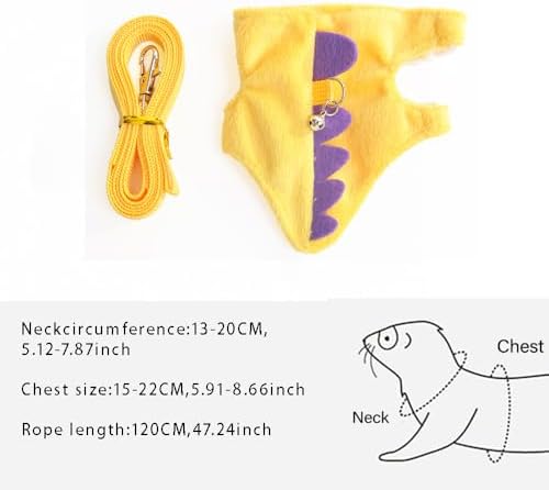 Small Animal Harness and Leash Set, Adjustable Escape Proof Ferret Harness Vest for Adult Ferret, Meerkat, King Squirrel & Fancy Rat, Soft Comfortable Pet Walking Harness with Leash